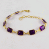 Graceful Amethyst Brass Bracelet P - BZB999 18K Gold Plated Cut Octagon Shape 7x9mm Bezel Setting Brass Bracelet